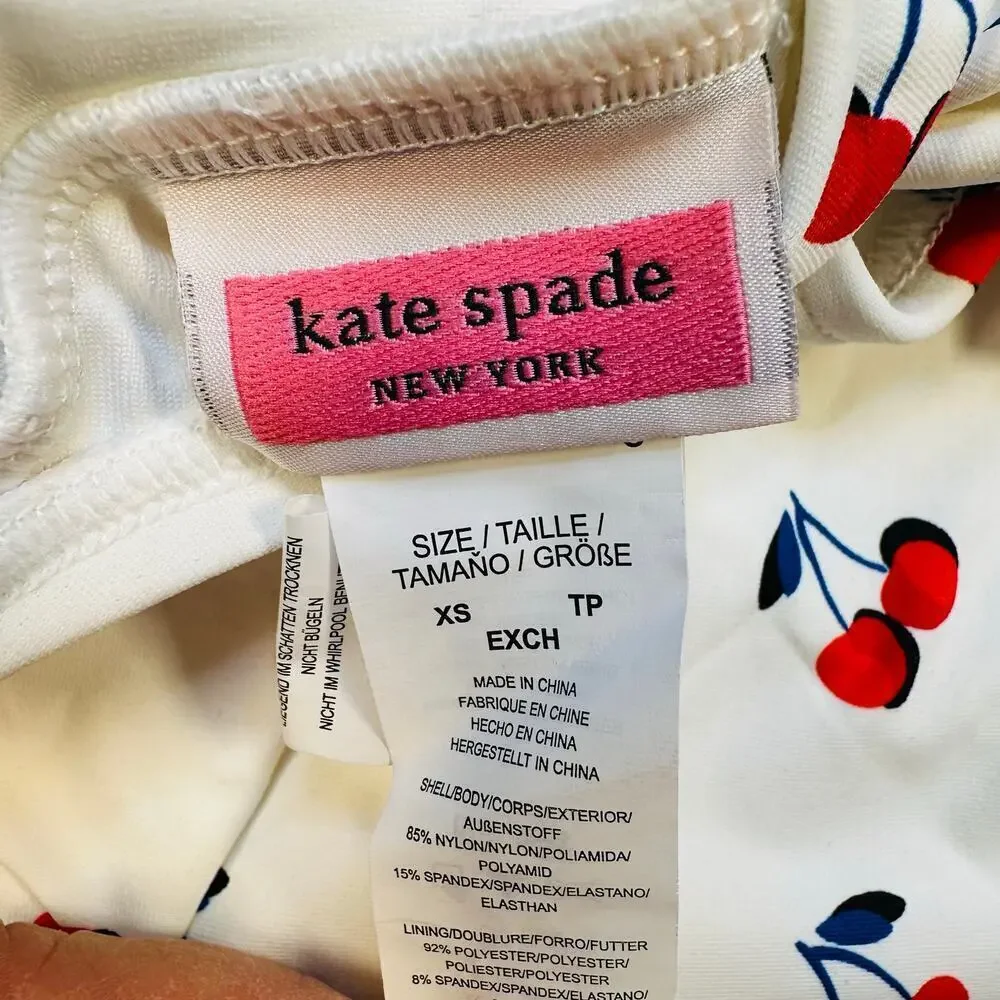 Kate Spade New York Cherry Toss Bandeau Bikini Top and High Waist Bottom